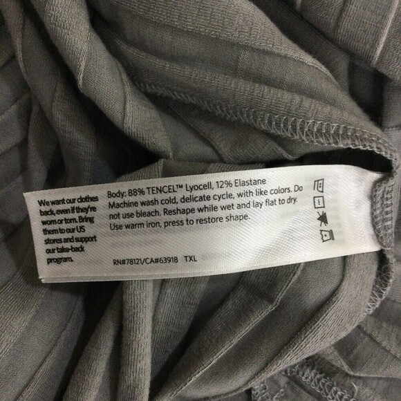 Eileen Fisher Bateau Neck Wide Rib Stretch Tunic Knit Shirt Top Zinc Gray Large - Picture 7 of 8